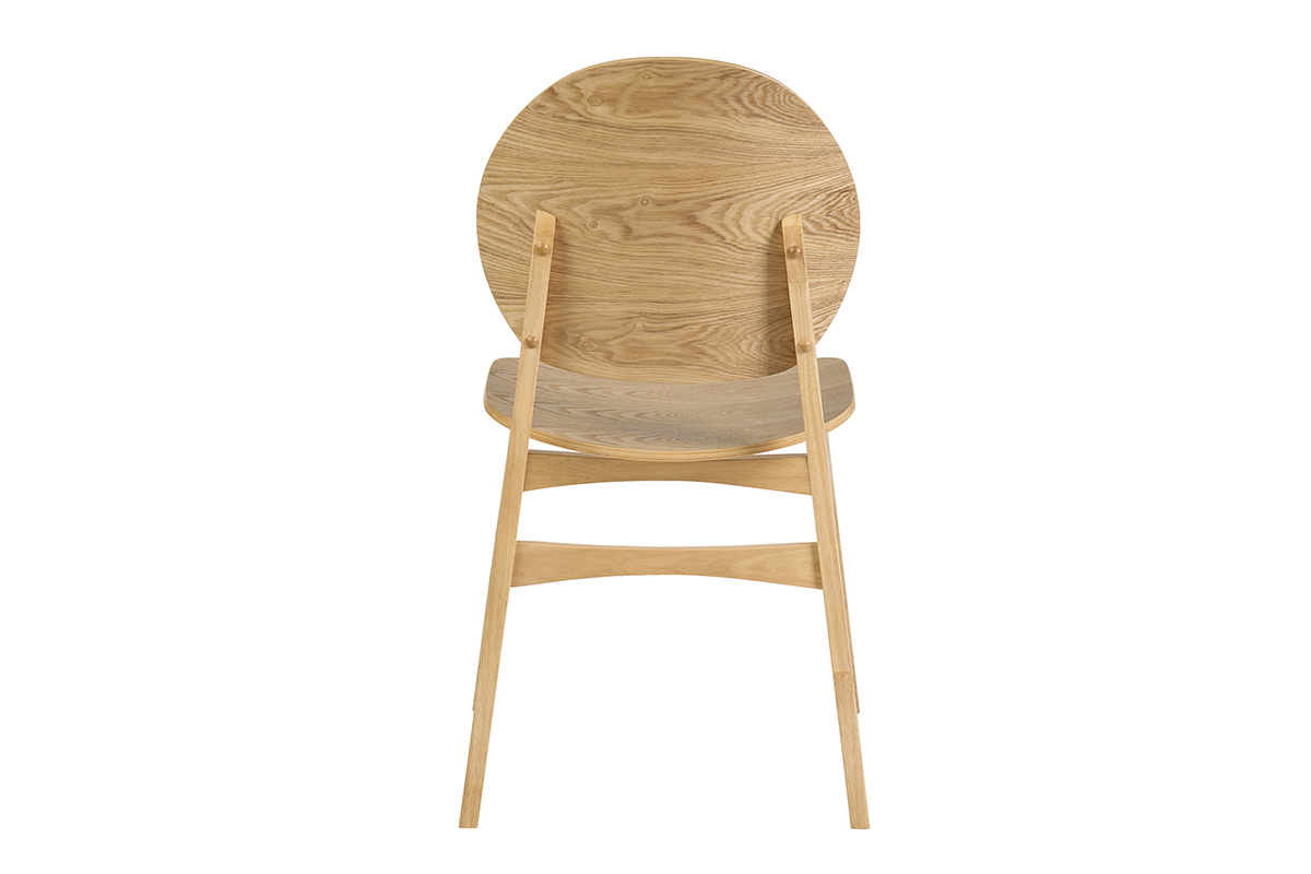 Sedia scandinava ELTON in legno chiaro vista da dietro, design essenziale e curve morbide.