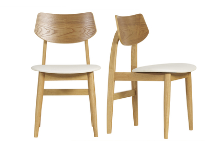Sedie scandinave in legno chiaro e bianco (set di 2) ELION