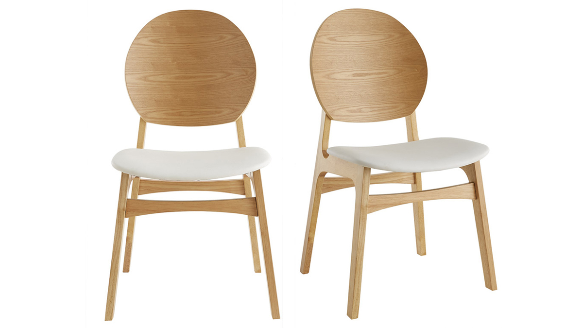 Sedie scandinave in legno chiaro e poliuretano bianco (set di 2) ELTON