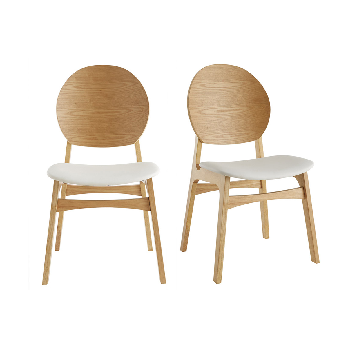 Sedie scandinave in legno chiaro e poliuretano bianco (set di 2) ELTON