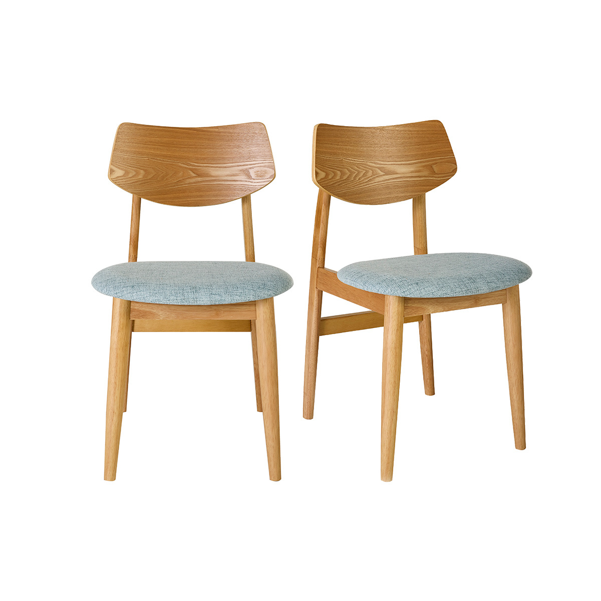 Sedie scandinave in legno chiaro e tessuto celadon (set di 2) ELION