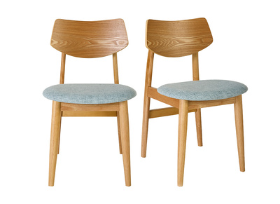 Sedie scandinave in legno chiaro e tessuto celadon (set di 2) ELION