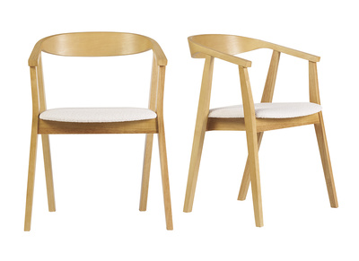 Sedie scandinave in legno chiaro e tessuto effetto lana bouclé bianco (lotto di 2) BAHIA