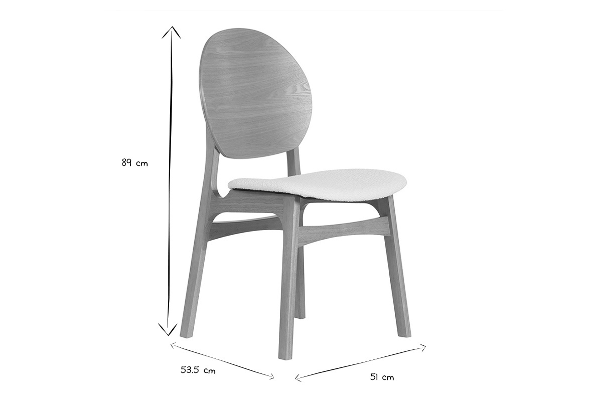 Sedie scandinave in legno chiaro e tessuto effetto lana boucl� bianco (set di 2) ELTON