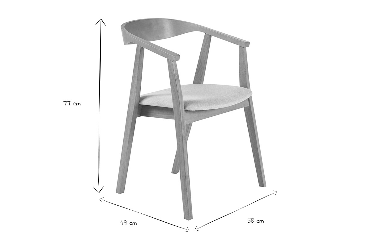 Dimensioni delle sedie BAHIA in bianco e nero: 77 cm di altezza, 49 cm di larghezza, 58 cm di profondit�.