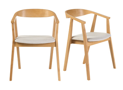 Sedie scandinave in legno chiaro e tessuto effetto velluto testurizzato beige (lotto di 2) BAHIA