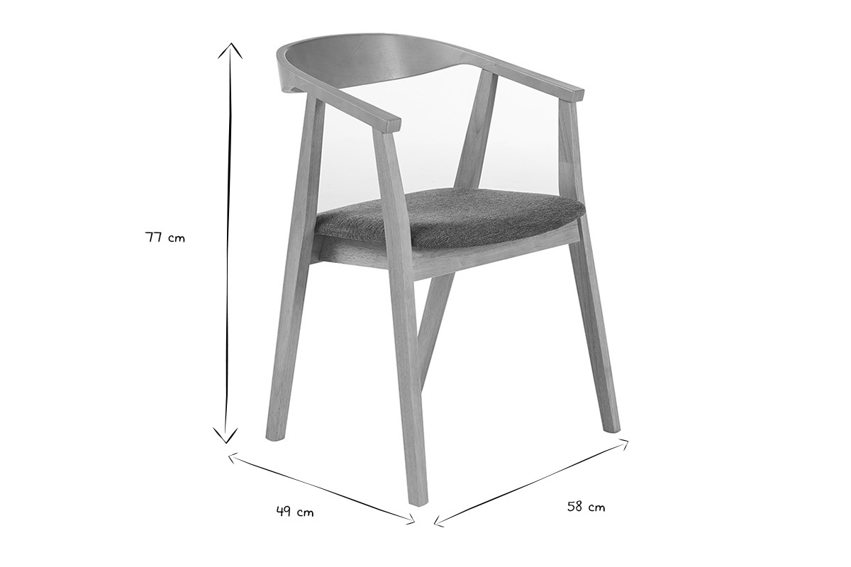 Dimensioni delle sedie scandinave BAHIA in bianco e nero: 77 cm di altezza, 49 cm di larghezza, 58 cm di profondit�.