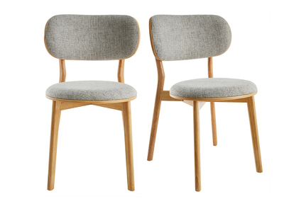 Sedie scandinave in legno chiaro e tessuto grigio (set di 2) FAUVETTE