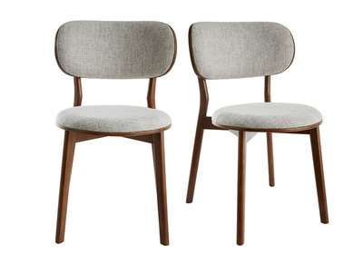 Sedie scandinave in legno scuro e tessuto grigio (set di 2) FAUVETTE