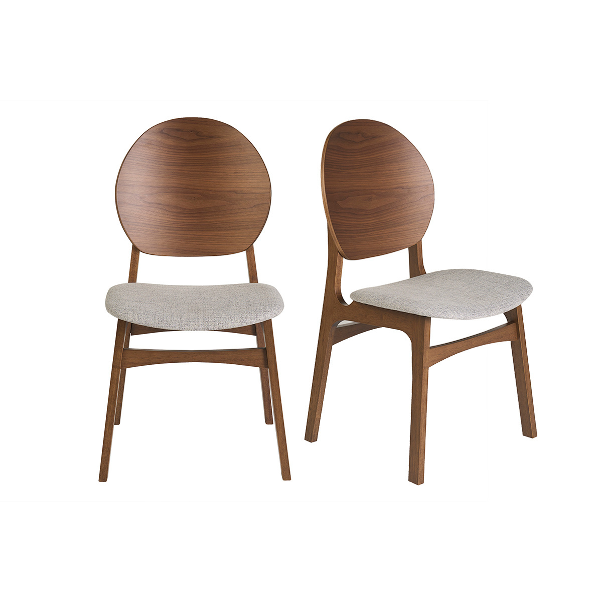 Sedie scandinave in legno scuro e tessuto grigio chiaro (set di 2) ELTON