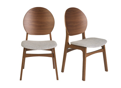 Sedie scandinave in legno scuro e tessuto grigio chiaro (set di 2) ELTON
