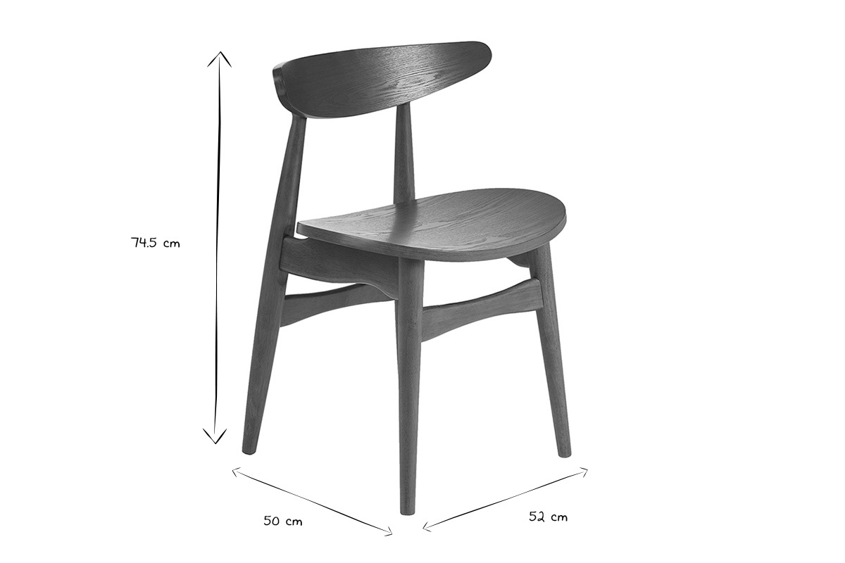 Dimensioni delle sedie WALFORD in bianco e nero: 74,5 cm di altezza, 50 cm di larghezza, 52 cm di profondit�.