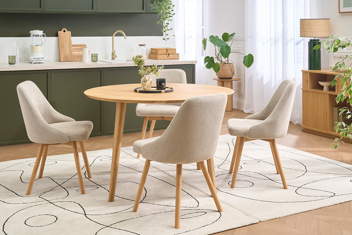 Sedie scandinave in tessuto ciniglia verde celadon e legno chiaro (set di 2) HASTA