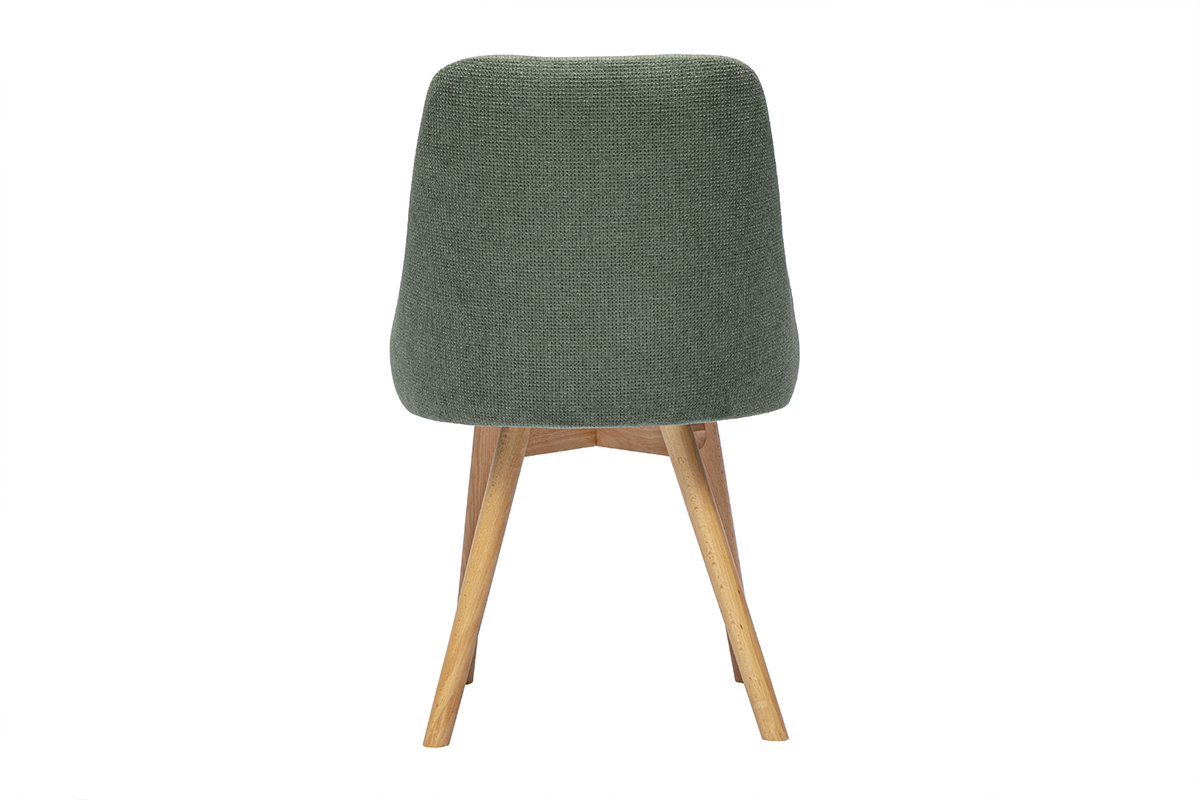 Sedie scandinave in tessuto ciniglia verde kaki e legno chiaro (set di 2) HASTA