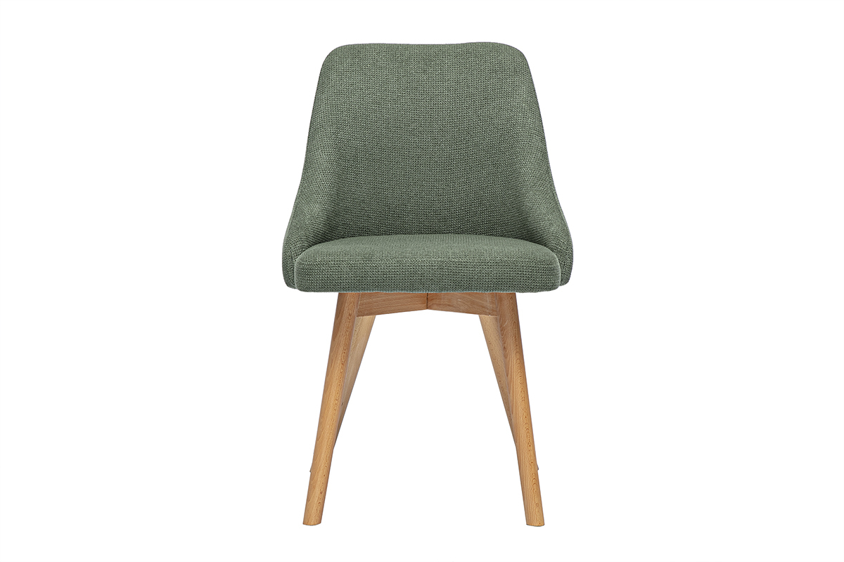Sedie scandinave in tessuto ciniglia verde kaki e legno chiaro (set di 2) HASTA