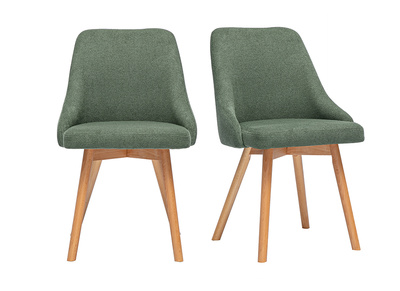 Sedie scandinave in tessuto ciniglia verde kaki e legno chiaro (set di 2) HASTA