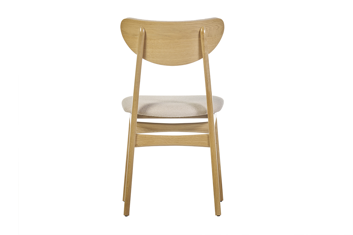Sedie scandinave in tessuto effetto lana boucl beige e legno chiaro massello di rovere (set di 2) MAYA