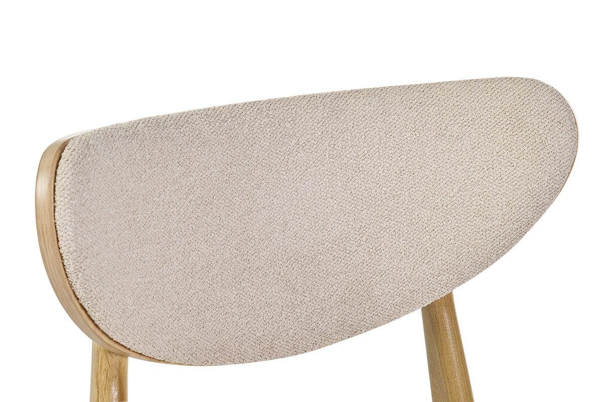 Sedie scandinave in tessuto effetto lana boucl beige e legno chiaro massello di rovere (set di 2) MAYA