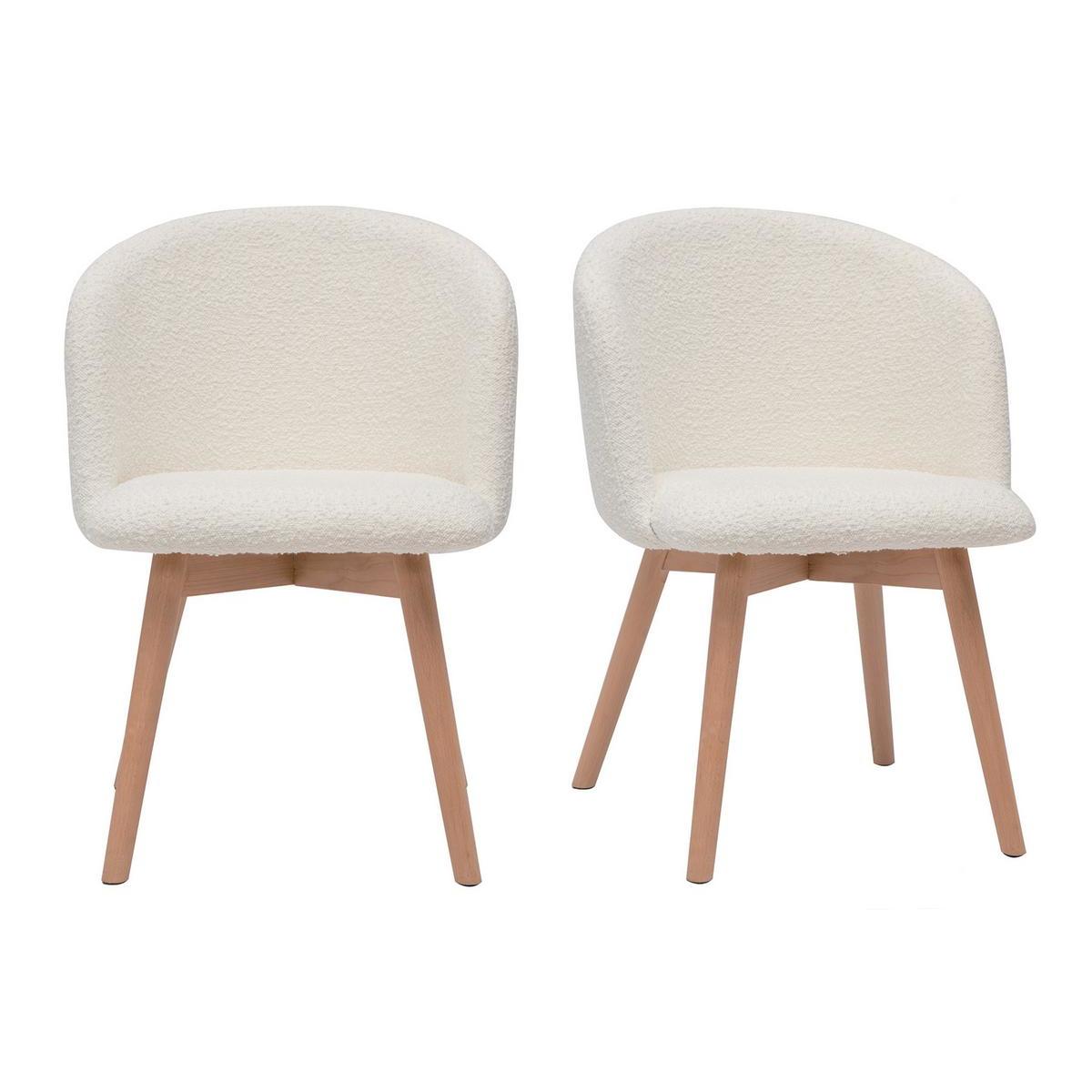 Sedie scandinave in tessuto effetto lana bouclé e legno massello di faggio (set di 2) VANITY