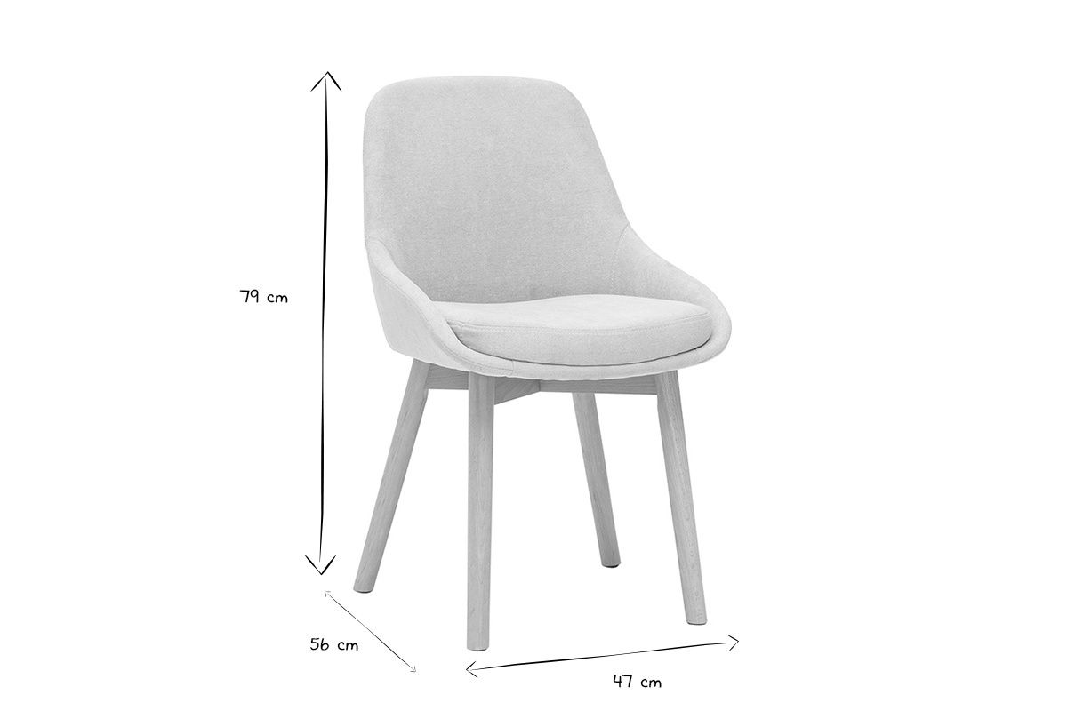 Sedie scandinave in tessuto effetto velluto beige e legno chiaro massiccio (set di 2) HOLO