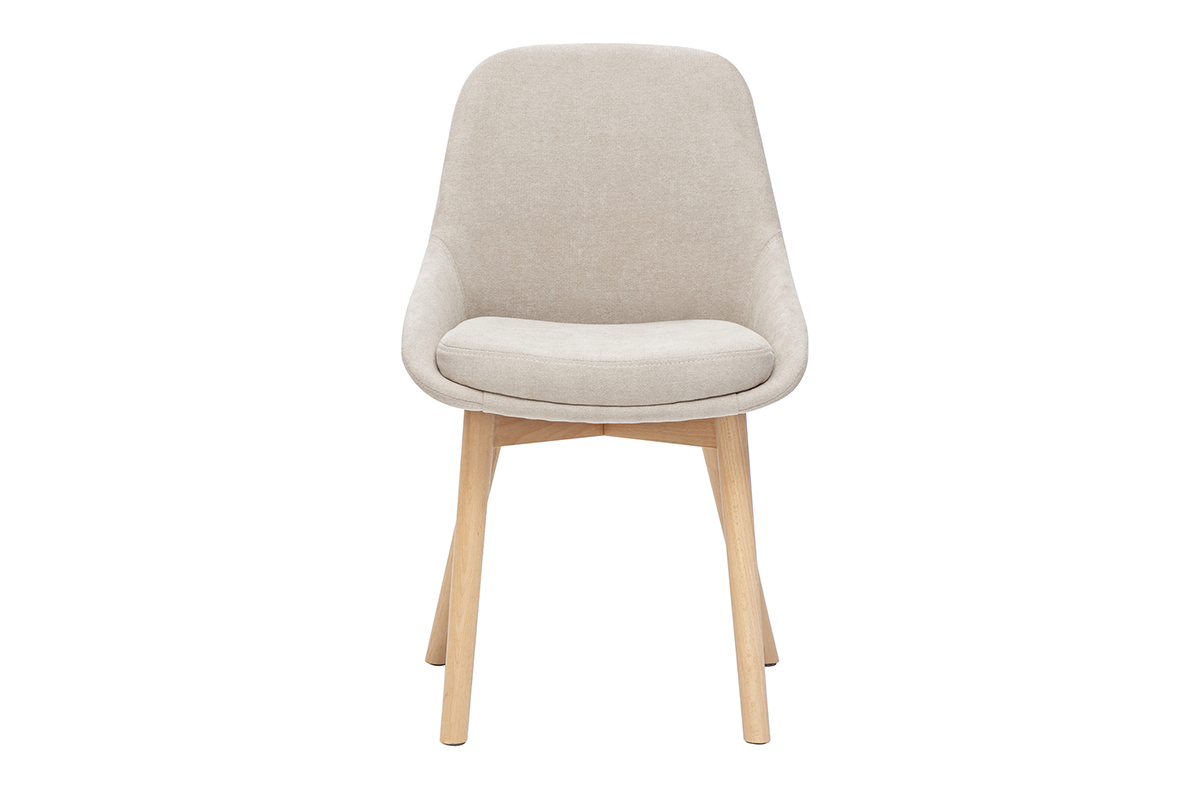 Sedie scandinave in tessuto effetto velluto beige e legno chiaro massiccio (set di 2) HOLO