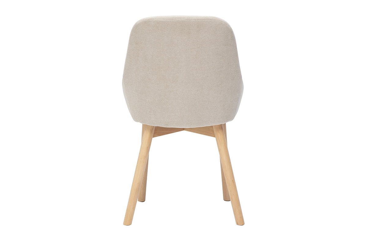 Sedie scandinave in tessuto effetto velluto beige e legno chiaro massiccio (set di 2) HOLO