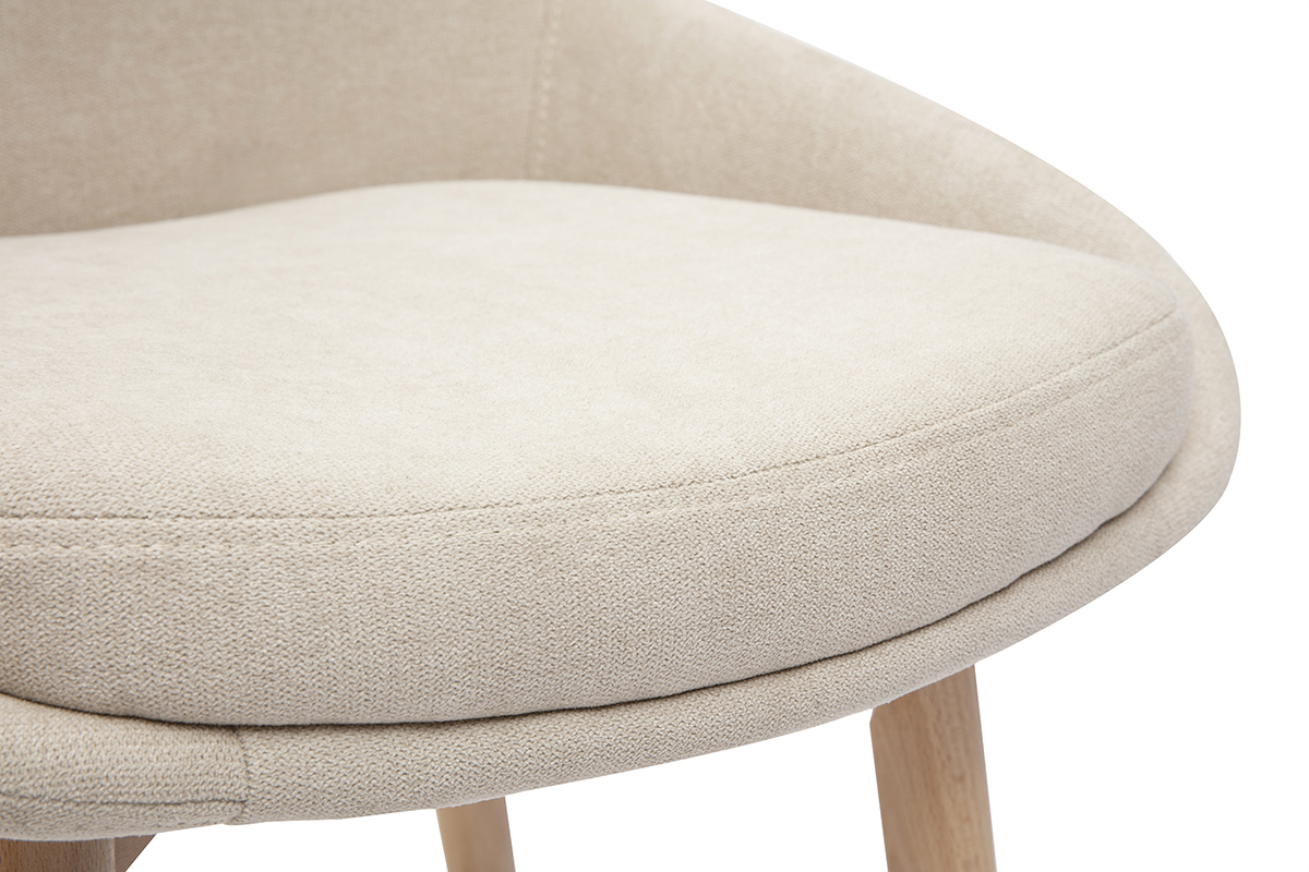 Sedie scandinave in tessuto effetto velluto beige e legno chiaro massiccio (set di 2) HOLO