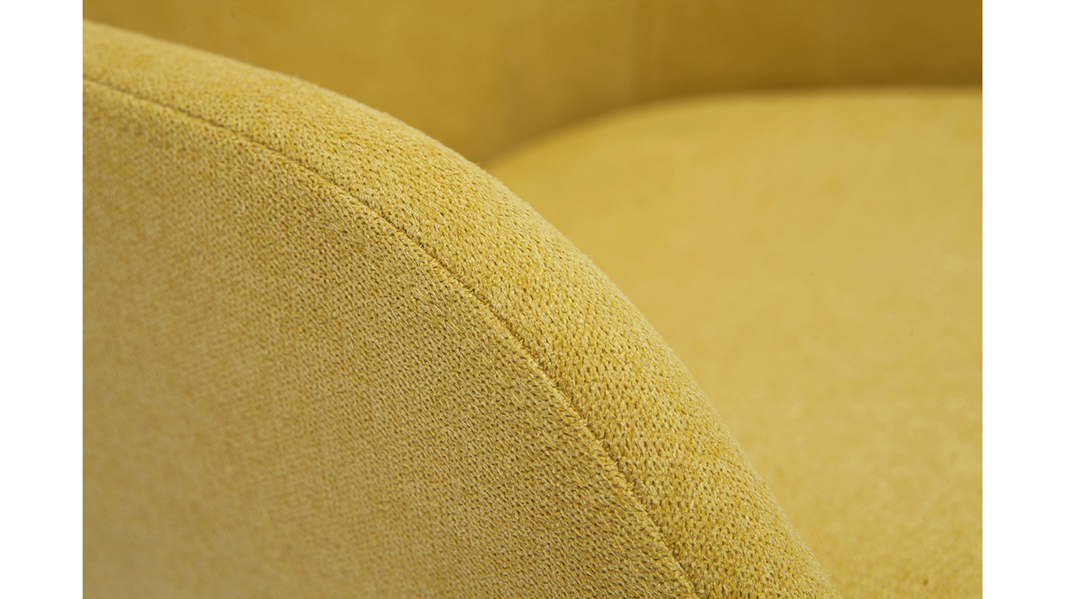 Sedie scandinave in tessuto effetto velluto giallo senape e legno massello chiaro (set di 2) HOLO
