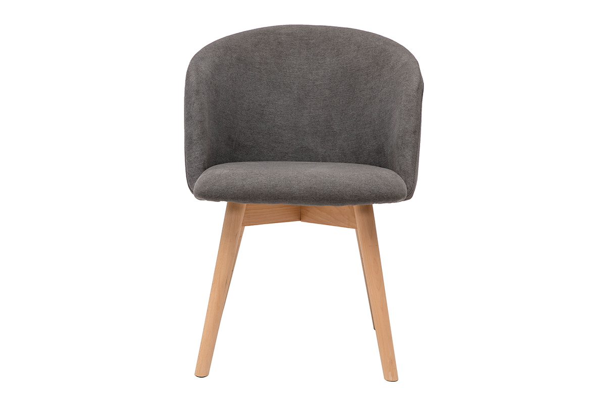Sedie scandinave in tessuto effetto velluto grigio e legno massello di faggio (set di 2) VANITY