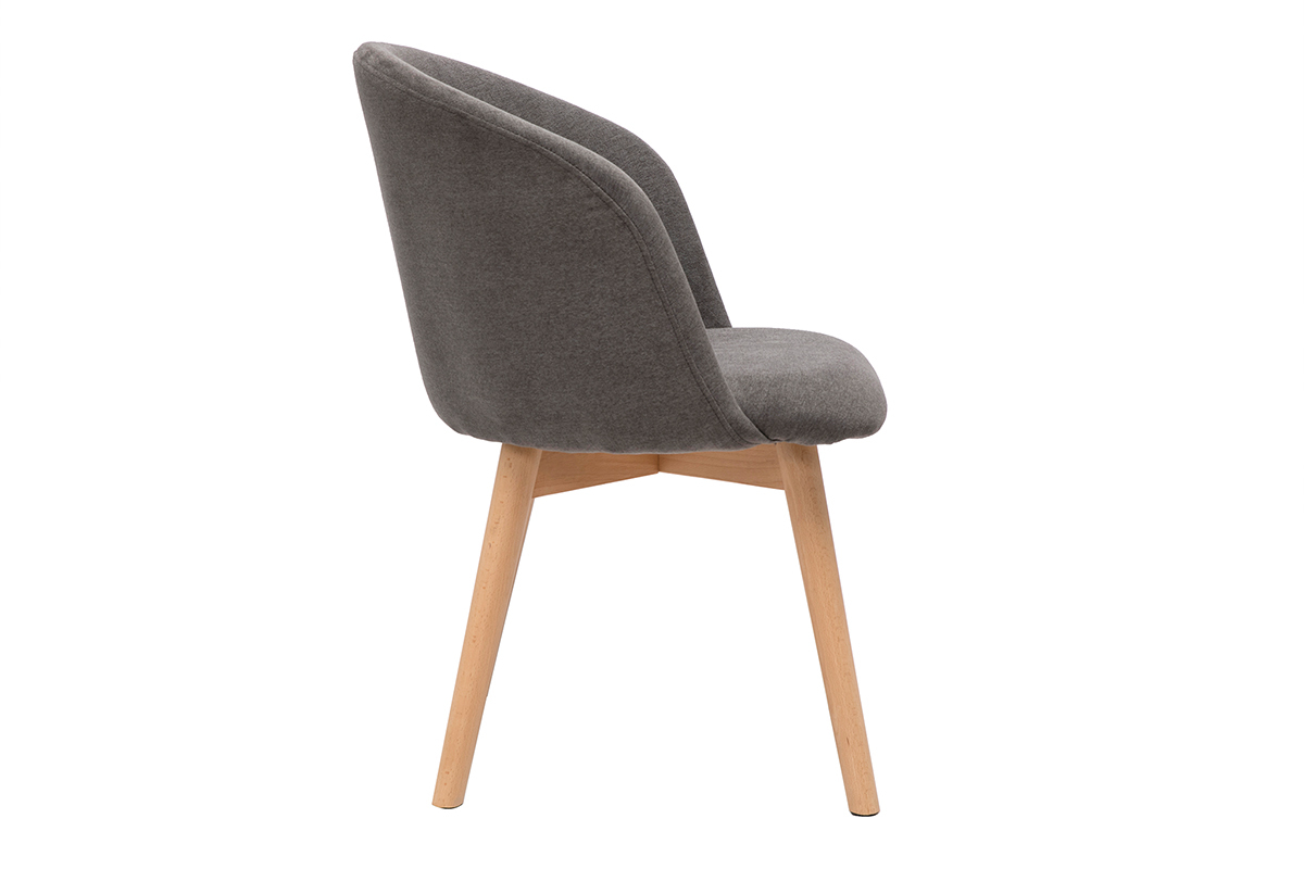 Sedie scandinave in tessuto effetto velluto grigio e legno massello di faggio (set di 2) VANITY
