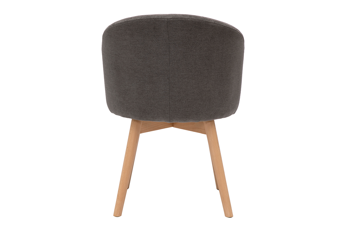 Sedie scandinave in tessuto effetto velluto grigio e legno massello di faggio (set di 2) VANITY