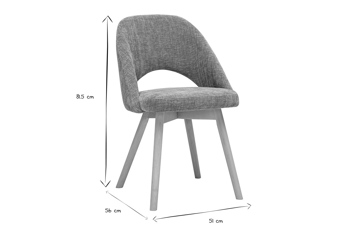 Dimensions delle sedie scandinave COSETTE in bianco e nero: altezza 81,5 cm, profondit� 56 cm, larghezza 51 cm.