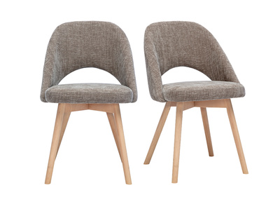 Sedie scandinave in tessuto effetto velluto strutturato tortora e legno chiaro (set di 2) COSETTE