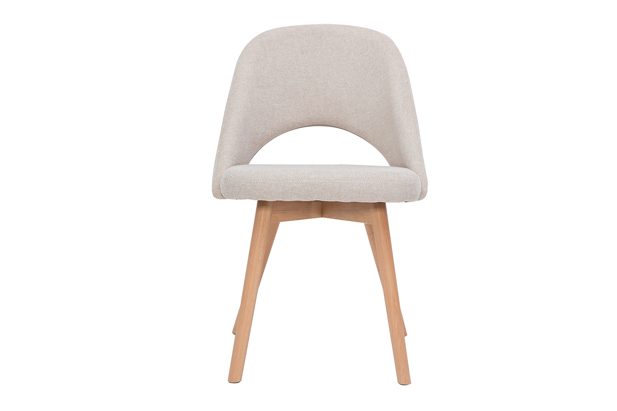 Sedie scandinave in tessuto effetto velluto testurizzato beige e base massello di faggio (set di 2) COSETTE