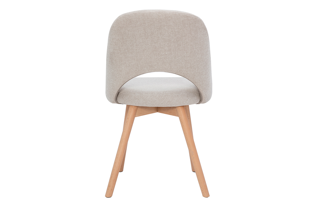 Sedie scandinave in tessuto effetto velluto testurizzato beige e base massello di faggio (set di 2) COSETTE
