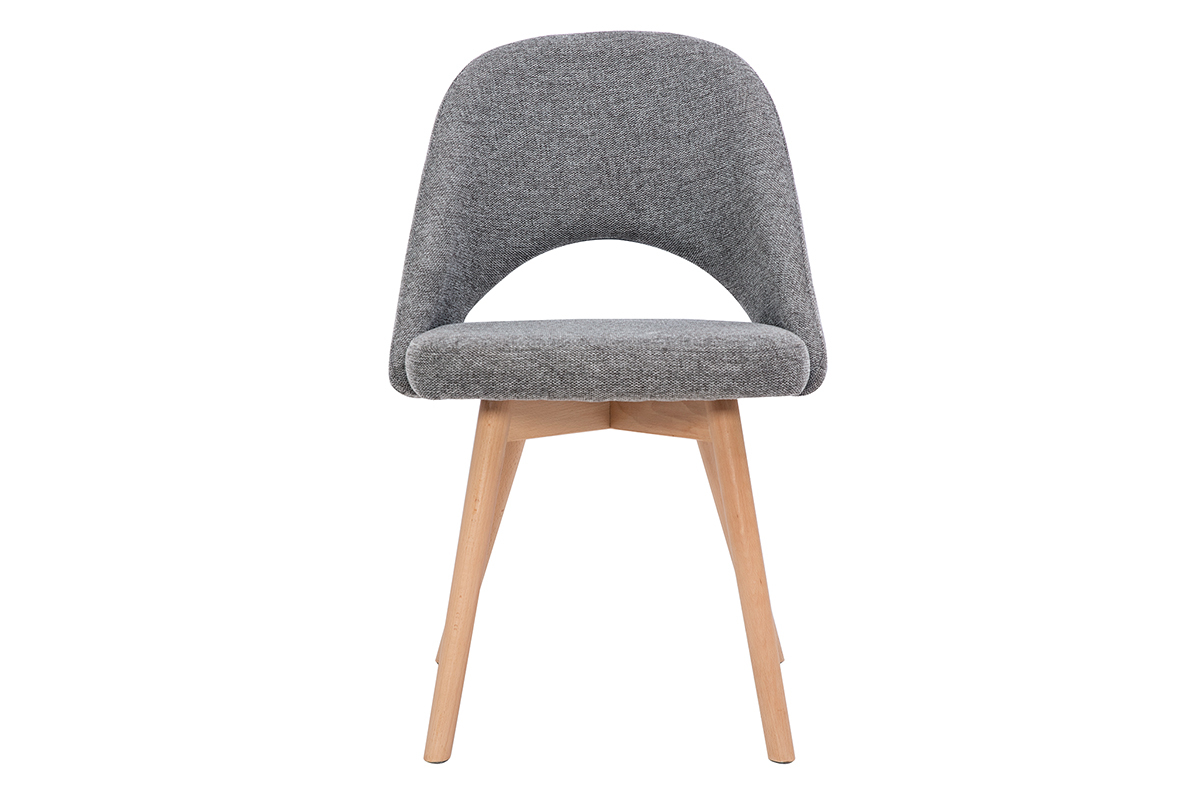 Sedie scandinave in tessuto effetto velluto testurizzato grigio e base massello di faggio (set di 2) COSETTE