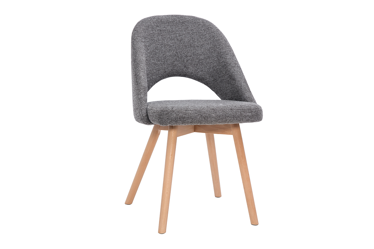 Sedie scandinave in tessuto effetto velluto testurizzato grigio e base massello di faggio (set di 2) COSETTE