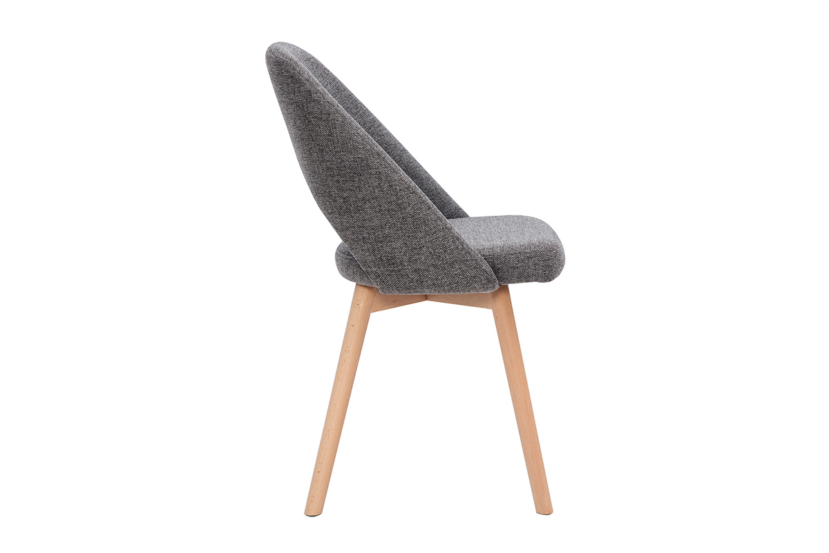 Sedie scandinave in tessuto effetto velluto testurizzato grigio e base massello di faggio (set di 2) COSETTE