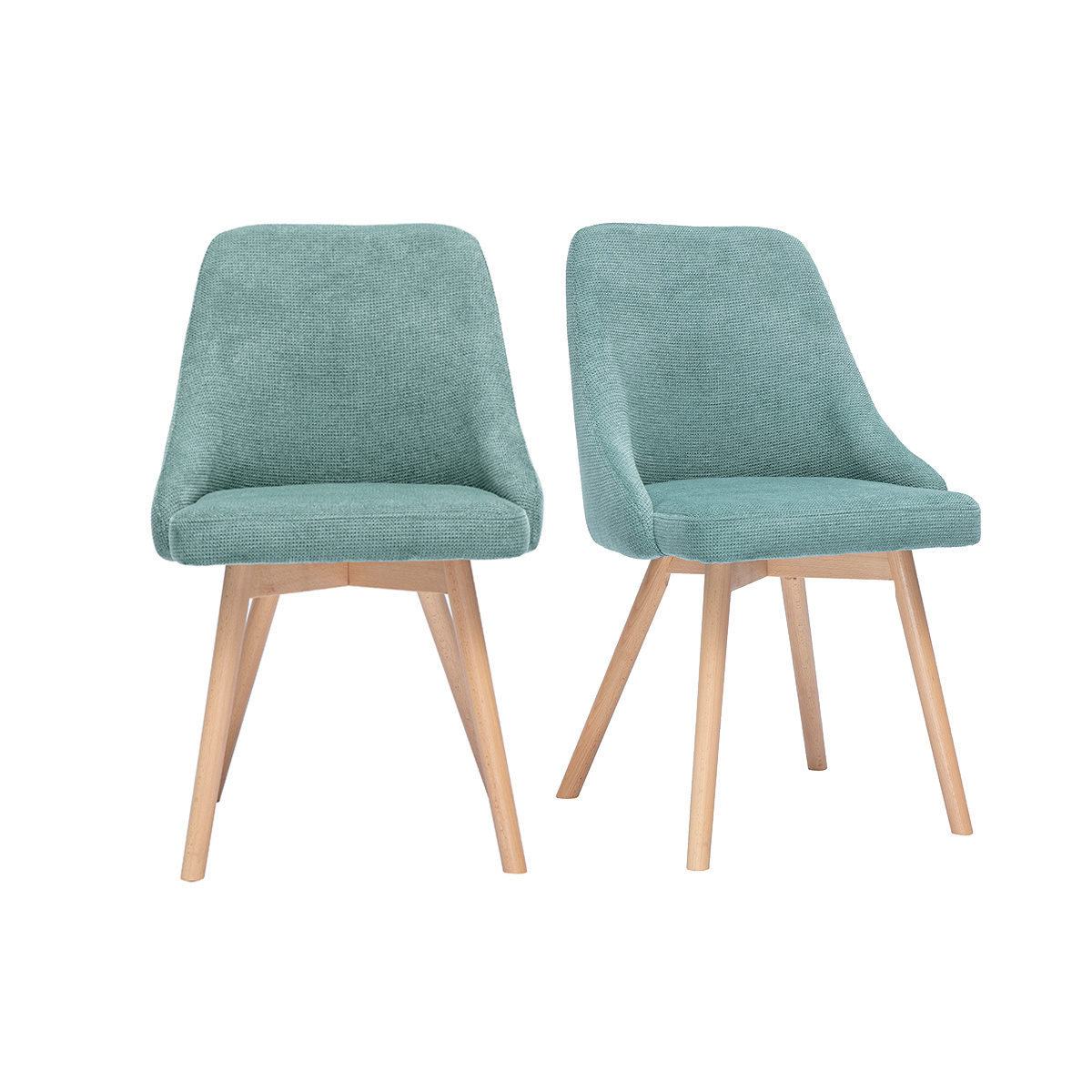 Sedie scandinave in tessuto effetto velluto testurizzato verde celadon e legno chiaro (set di 2) HASTA