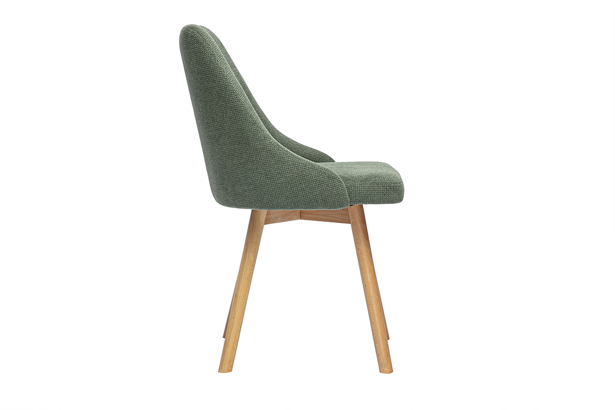 Sedie scandinave in tessuto effetto velluto testurizzato verde kaki e legno chiaro (set di 2) HASTA