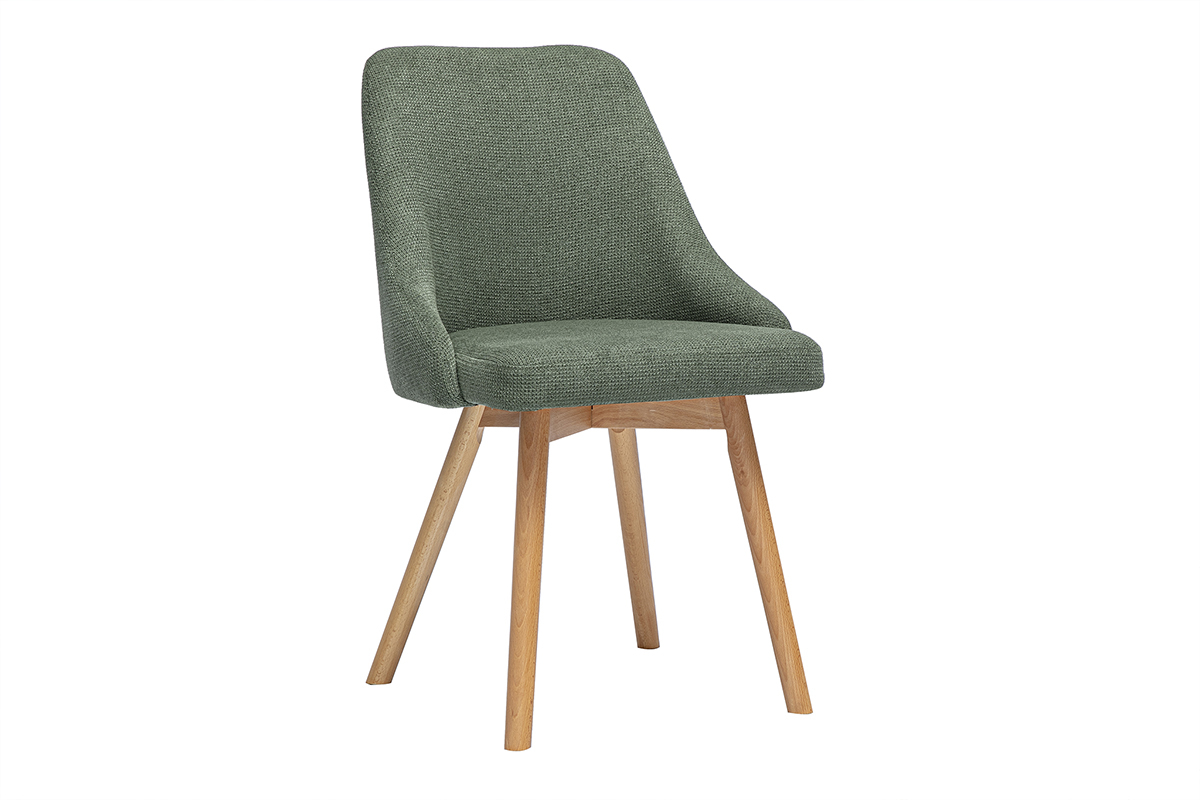 Sedie scandinave in tessuto effetto velluto testurizzato verde kaki e legno chiaro (set di 2) HASTA