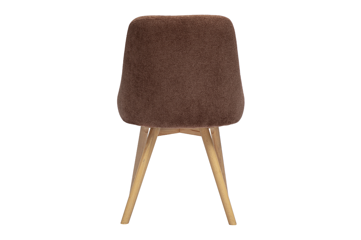 Sedie scandinave in tessuto effetto velluto texturizzato terra bruciata e legno chiaro (set di 2) HASTA