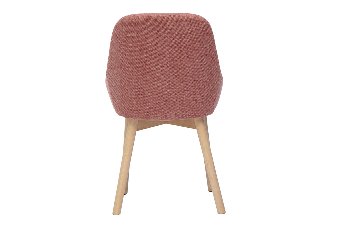 Sedie scandinave in tessuto effetto velluto texturizzato terracotta e legno chiaro massiccio (set di 2) HOLO