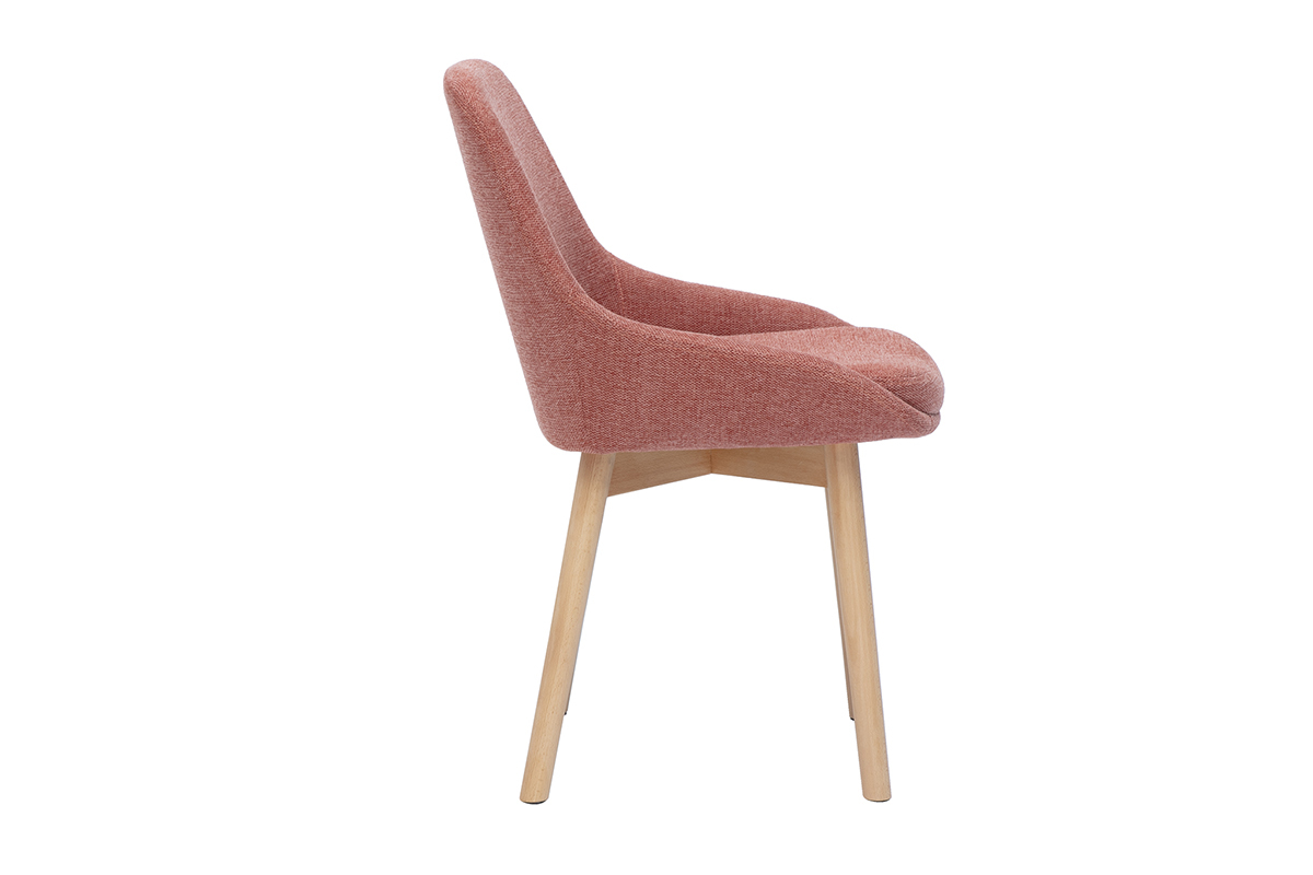 Sedie scandinave in tessuto effetto velluto texturizzato terracotta e legno chiaro massiccio (set di 2) HOLO