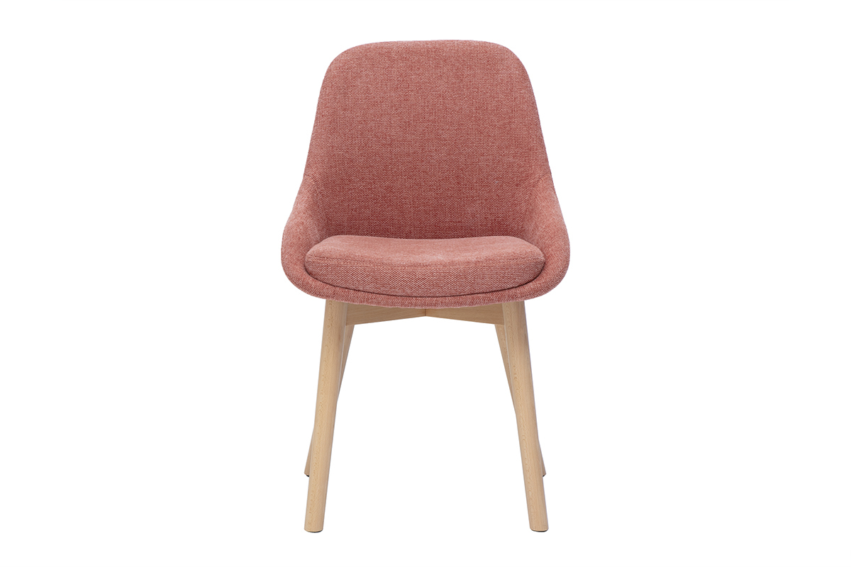 Sedie scandinave in tessuto effetto velluto texturizzato terracotta e legno chiaro massiccio (set di 2) HOLO
