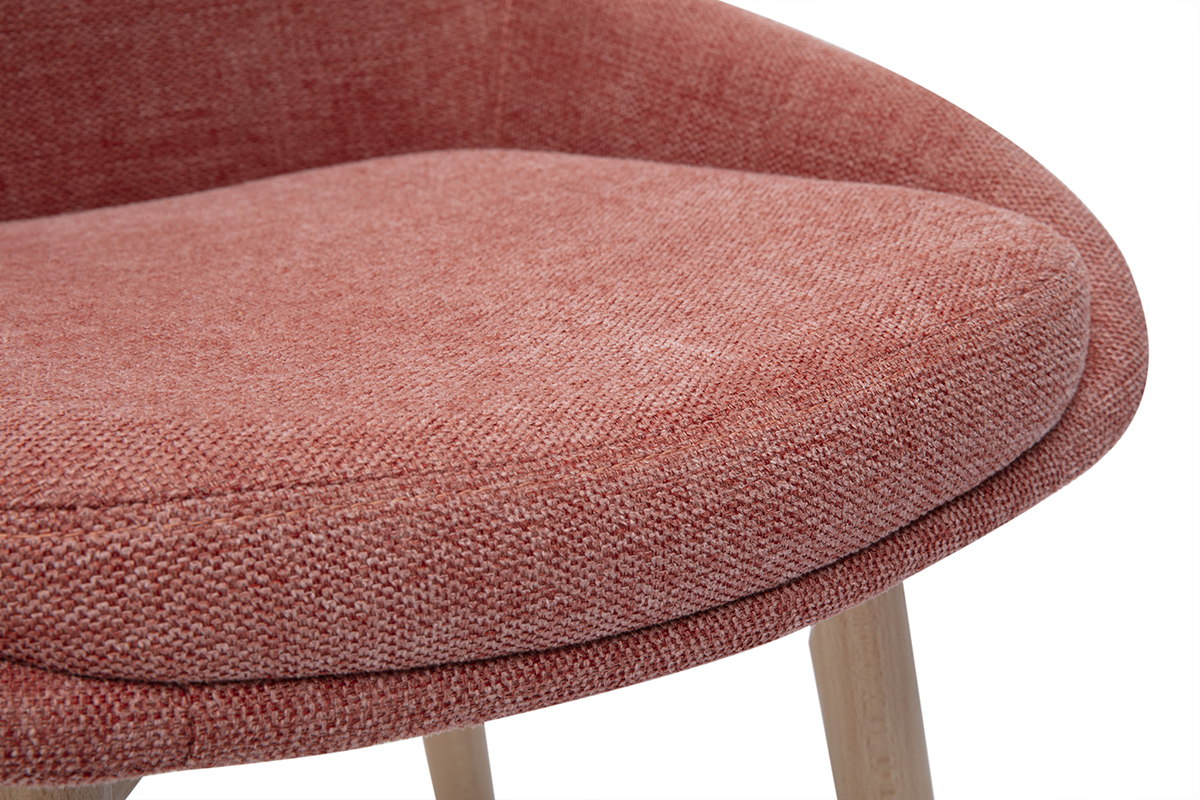 Sedie scandinave in tessuto effetto velluto texturizzato terracotta e legno chiaro massiccio (set di 2) HOLO
