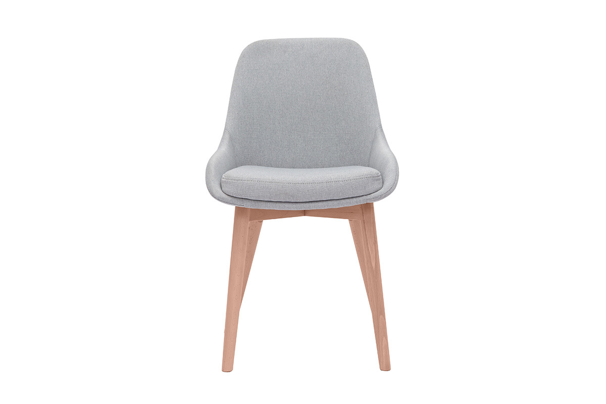 Sedie scandinave in tessuto grigio chiaro e legno massello chiaro (set di 2) HOLO