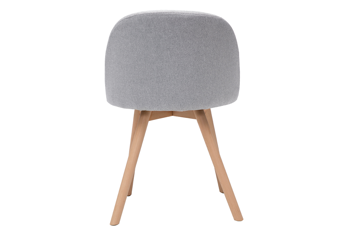 Sedie scandinave in tessuto grigio chiaro e legno massello di faggio (set di 2) CELESTE