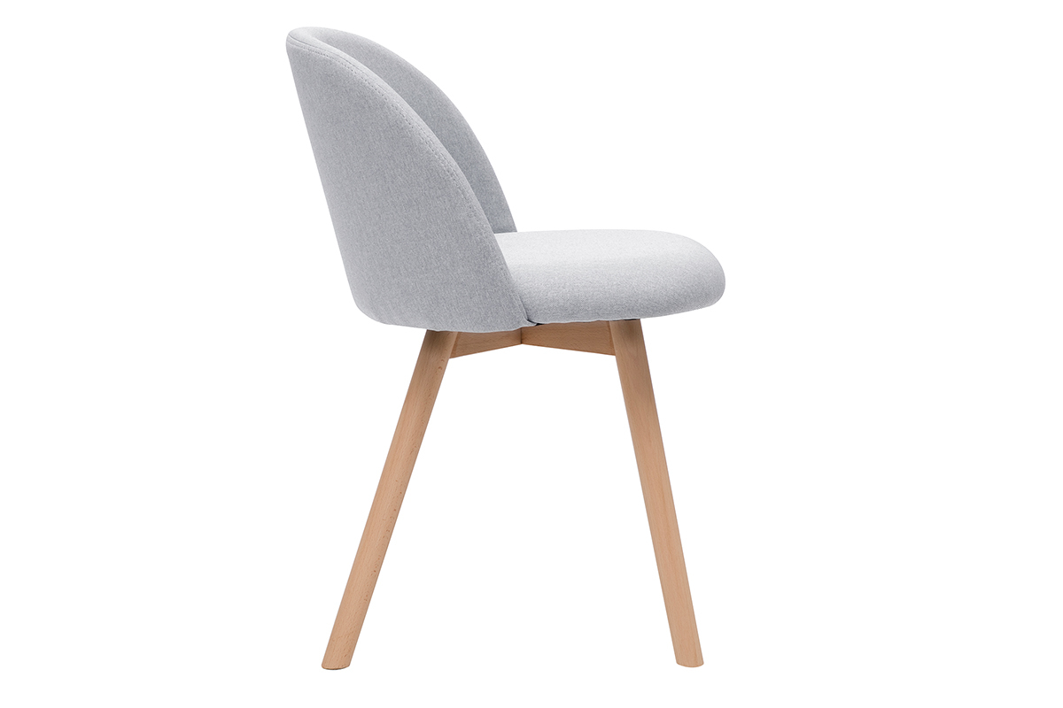 Sedie scandinave in tessuto grigio chiaro e legno massello di faggio (set di 2) CELESTE