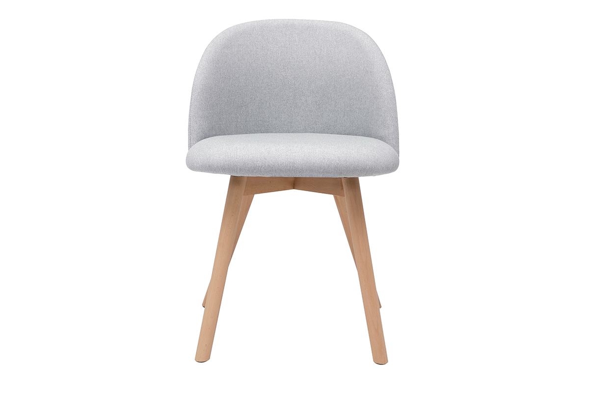 Sedie scandinave in tessuto grigio chiaro e legno massello di faggio (set di 2) CELESTE